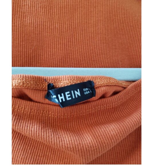 Shein ribbed boat neck bodysuit Large Orange - Picture 9 of 9